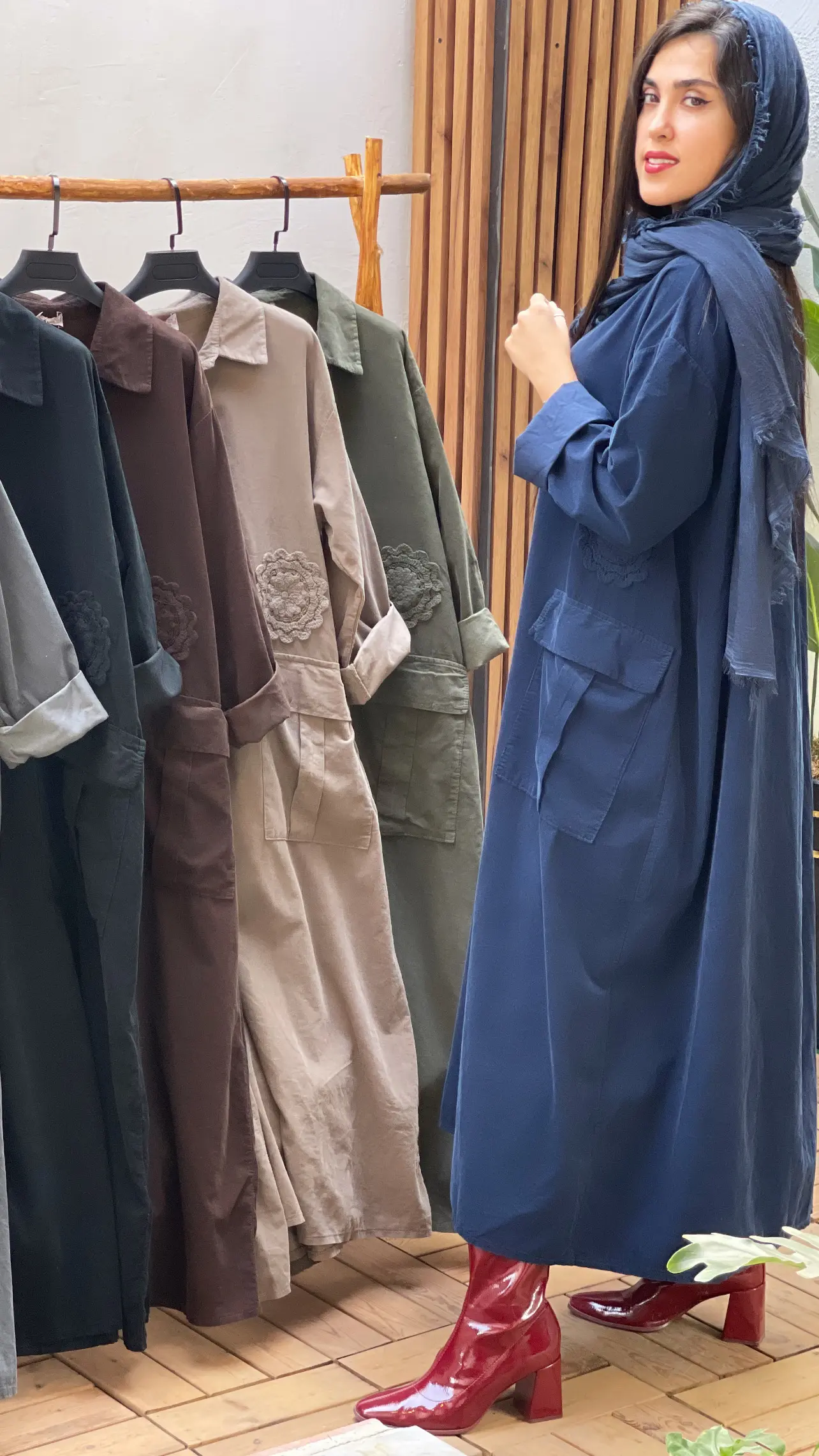 پیراهن مخمل کبریتی ایتالیایی طرح تگ برجسته